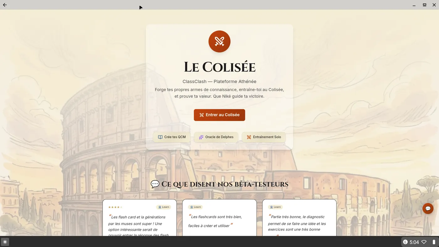 L'application ClassClash : le Colisée, quiz compétitifs générés par l'IA