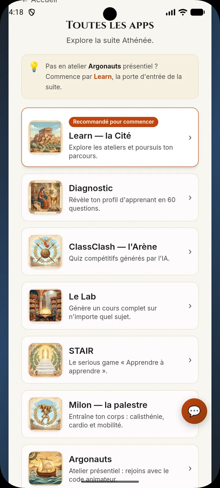 Le hub Athénée : toutes les applications de la suite au même endroit