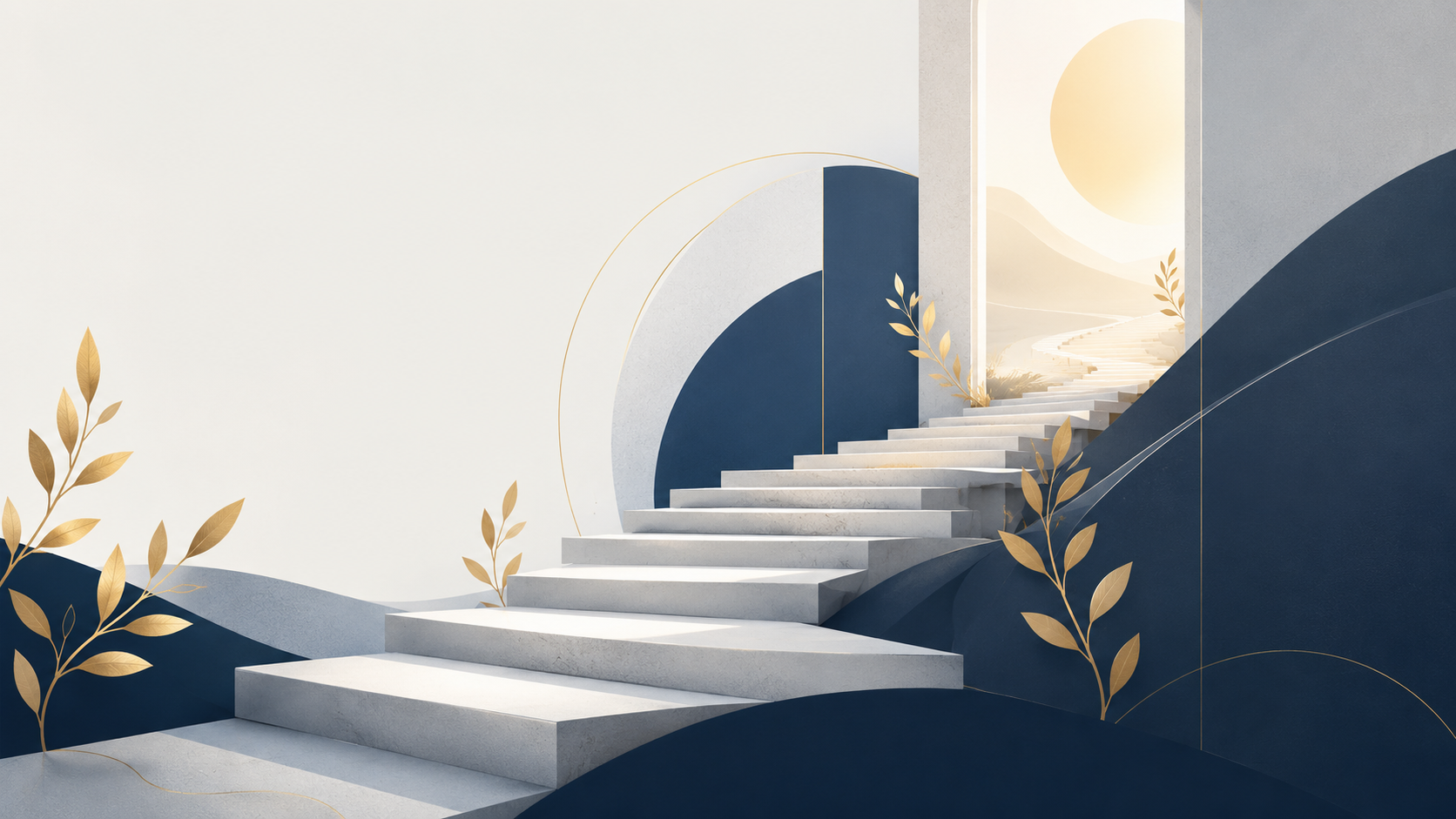 Escalier clair symbolisant l'adhésion et la progression